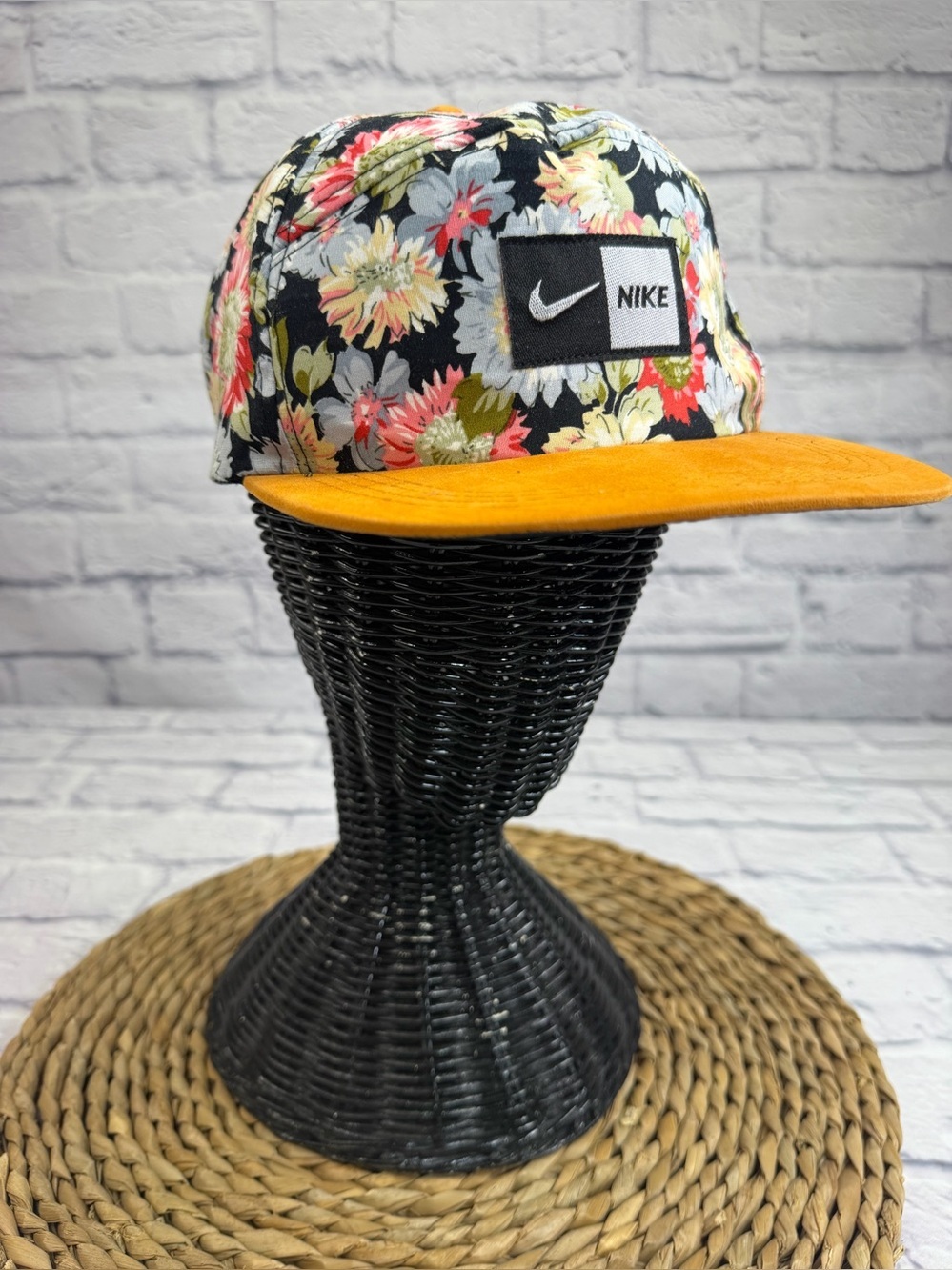 Nike Floral Five-Panel Cap with Mustard Color Brim